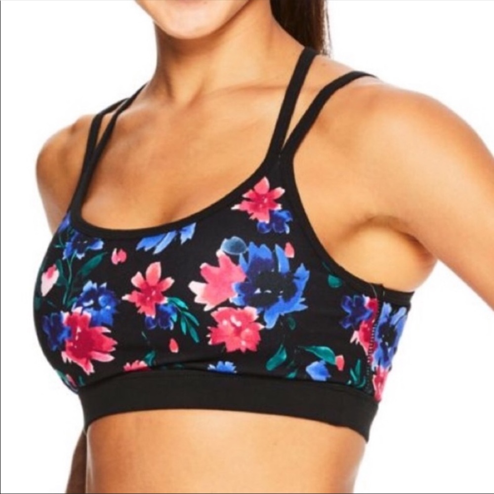 NWOT GAIAM Sports Bra Floral Print Strappy Back Size XSmall